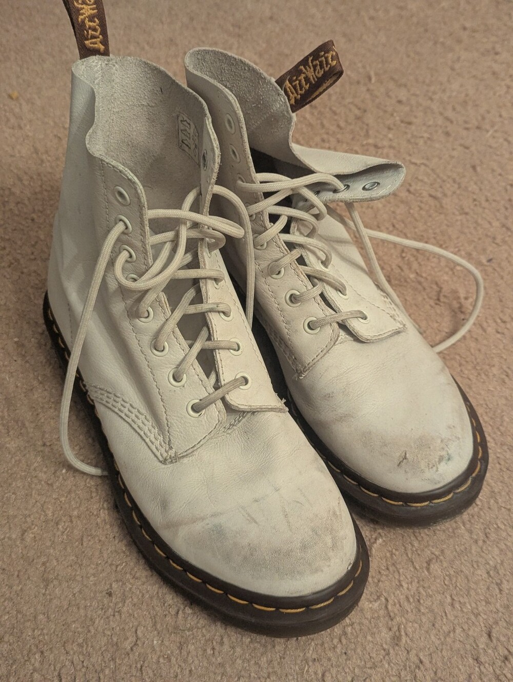 White Doc Martens Combat Boots - Size 10 (EU 41)